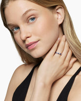 DY Eden Partway Band Ring in Platinum with Blue Sapphires and Diamonds, 3.4mm